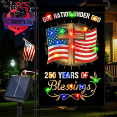 Led Lighted 250 Anniversary Usa Garden Flag, Double-sided Solar 250th American