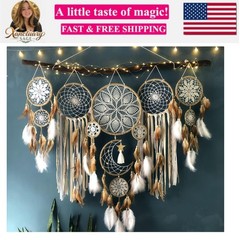 Set of 5 Boho, Hanging Large Boho Dream Catcher Macrame Wall Hanging Moon Dre…