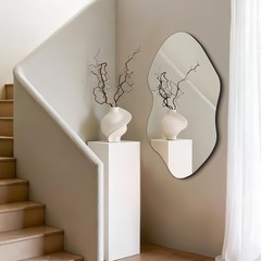 Irregular Asymmetrical Wall Mirror, 36″ x 19″ Modern Decorative Mirror for En…
