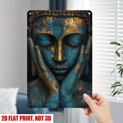Retro Buddha Metal Sign Serene Spiritual Decor Zen Inspired Home Meditation Room