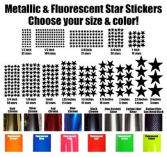 Star stickers! Pick your size and color! Fluorescent & Metallic Colors, 1/2″-3″
