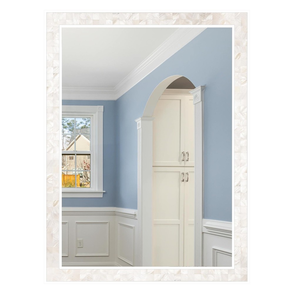 White Shell Framed Rectangular Mirrors for Bathroom, 30×40 Inch Mirrors with …