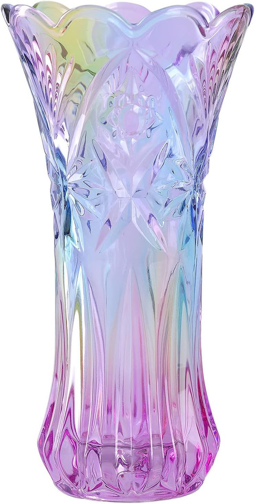 9 Inch Crystal Glass Colorful Vase for Centerpieces,Smoking, Flower Arrangements