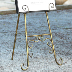 Vintage Metal Free Standing Adjustable Display Stand Easel with Chain Support…