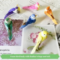 12pcs Artificial Simulation Foam Feather Birds with Wire Feet 3.5in Mini Love…