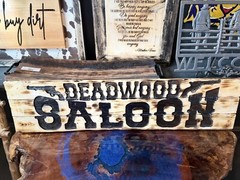 Western Saloon, Carved Wood, Western Style Sign, 42”L X 10”, Torched, Sealed