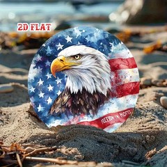 Patriotic Metal Sign Bald Eagle with American Flag Freedom Fourth of July Decor