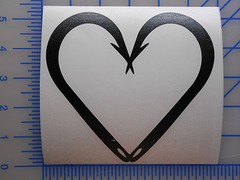 Fish Hook Heart Decal Sticker 3″ 4″ 5″ 6″ 7″ 8″ 15 Colors Love Fishing Salt Life