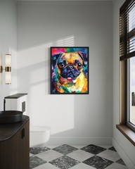 Pug Colorful Abstract Wall Art Print Poster, Dog Pet Lover Picture Painting A…