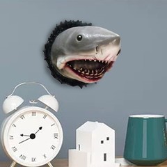 Resin Shark Head Wall Sculpture Decoration Scary Shark Head Ornament for Wall