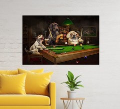 Dogs Playing Billiards Print, Billiard Room Decor, Billiards Wall Art – Unframed