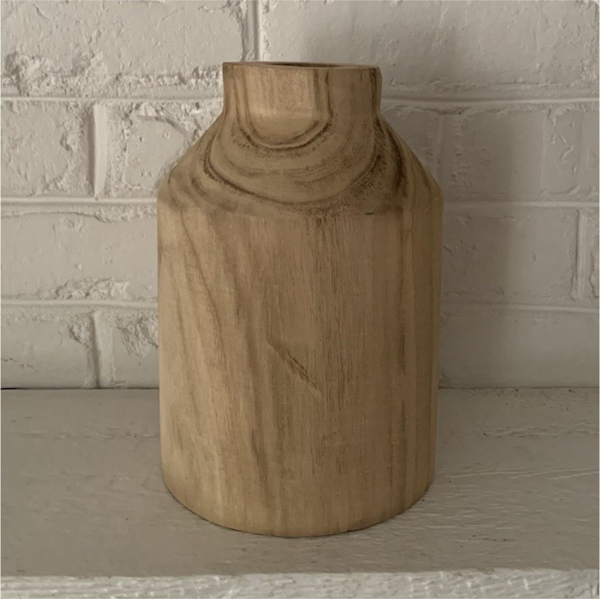 Threshold Studio McGee Wood Table Vase, Brown Bottle Shape, 9 in