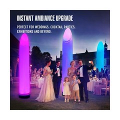 9.8Ft Inflatable Column with Built-in Blower and Color-Changing LED Lights ̵