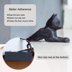 Cast Iron Door Stop Old Vintage Antique Cat Design Decorative Stopper Wedge New