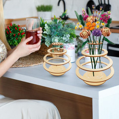 7 in Wooden Acrylic Puzzle Flower Vase Home Decoration for Bouquet Building Set