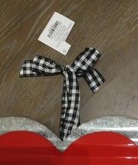 Valentines Day Galvanized Rustic Metal Sign Double Heart Gingham Bow 11.8”x11.8”