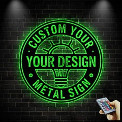Personalized LED Metal Sign Custom Logo Wall Art Business Name Light Decor
