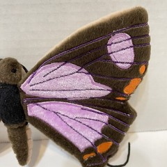Fabric Butterfly Decoration with Suction Cups Purple Orange Brown 8.75 x 5.5 in