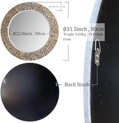 Handmade 31.5″ Capiz Shell Round Mirror – Elegant Wall Art for Any Room