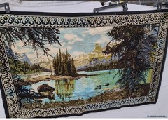 VTG Mountain Scene Tapestry Wall Hanging 100% Cotton 58″x37″ Made in Turkey