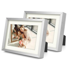 Silver 5×7 Aluminum Picture Frame, 4×6 with Mat or 5×7 Without Mat, Glass