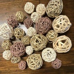Assorted Multi-Color Wicker Decorative Balls Set Gold White Beige Brown
