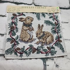 Bunny Rabbits Tapestry Patch Square 9″x9″ Sewing Crafts NEW