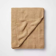 Threshold Studio McGee Grid Knit Throw Blanket Camel Soft Cozy 50×60 BRAND NEW
