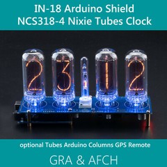 IN-18 Nixie Tubes Clock Arduino Shield NCS318-4 with Columns [TUBES OPTIONAL]