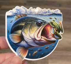 Large Mouth Bass Fish Sticker, Bass Fish Frog Decal/sticker Waterproof