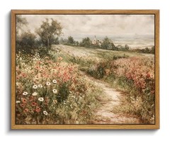 OIQArtOIQ Framed Canvas Wall Art,Vintage 8×10 in, Wildflower Path