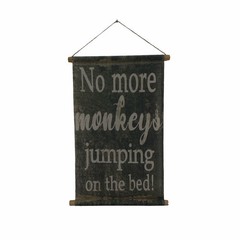 No More Monkey Jumping on The Bed Vintage Banner Sign
