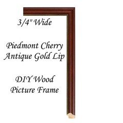 DIY CUSTOM CUT 3/4″ Wide Piedmont Cherry w/ Gold Lip Wood Picture Frame Moulding