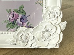 Laura Ashley Table Top Or Hang Frame 4” x 6” Photo Opening White Floral Wedding