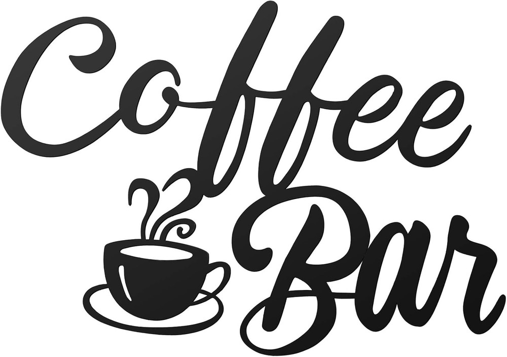 Metal Coffee Bar Sign Wall Art Decor for Kitchen Living Room Home Office