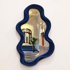 Irregular Wall Mirror Living Room Decor, Decorative Wavy Funky Mirrors with F…
