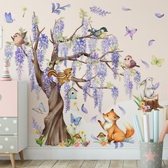 TUOKING Wall Stickers Decor,Removable Purple Tree Wall Murals Peel and Stick …