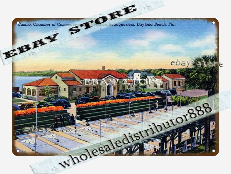 1940 Casino Chamber Commerce Daytona Beach Florida Landmark Tin Sign home deco