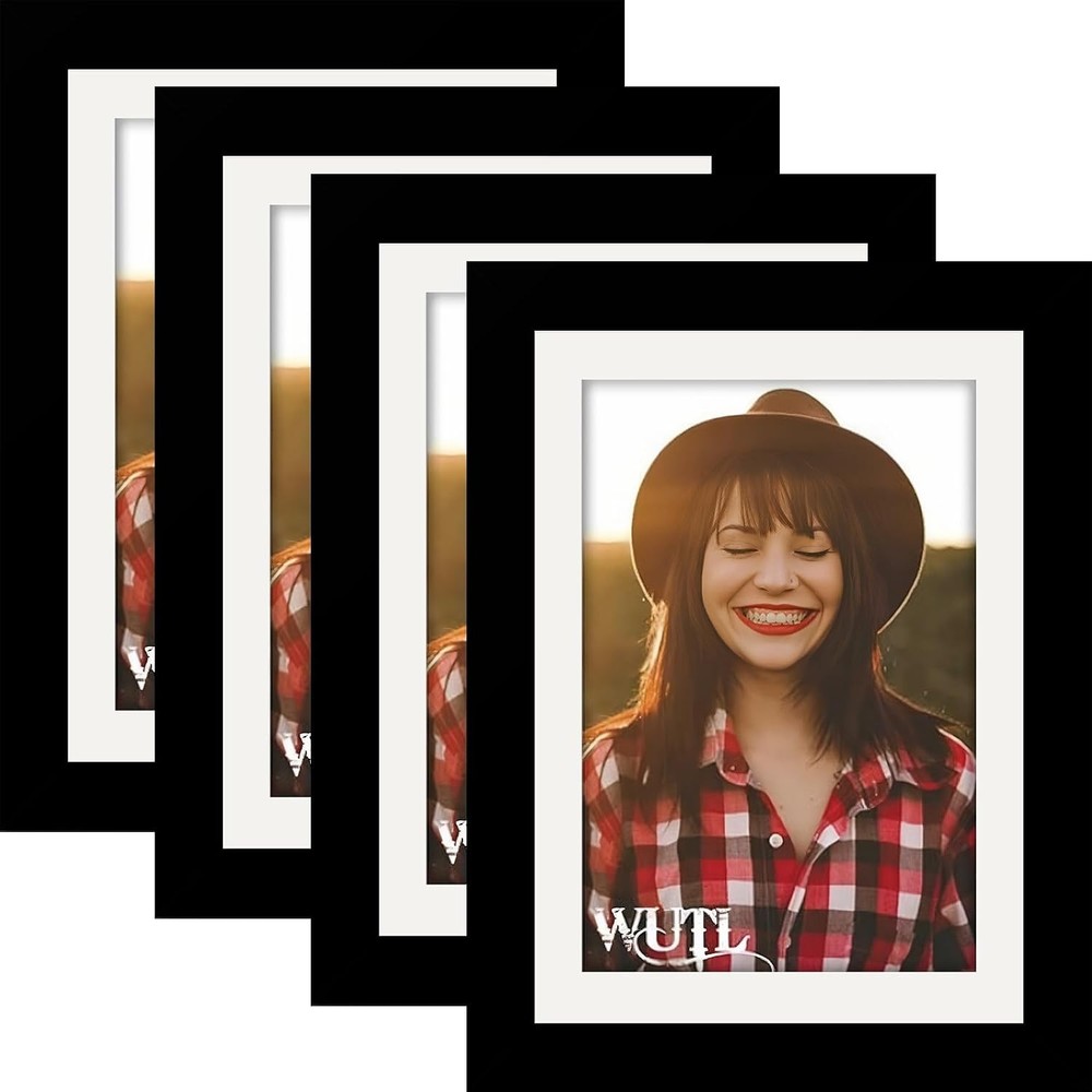 5×7 Black Picture Frames Natural Solid Wood Environmental Photo Frame,4 Pack