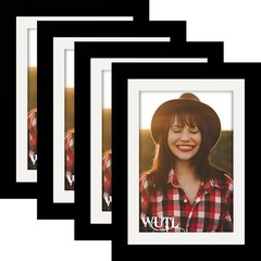 5×7 Black Picture Frames Natural Solid Wood Environmental Photo Frame,4 Pack