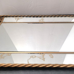 Vintage Mirror Vanity or Wall Tray Gold Tone Hearts Metal Vertical or Horizontal