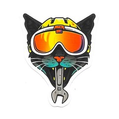 Mechanic Cat Wrench Die Cut Vinyl Sticker Decal Racing Gearhead Journal Gift