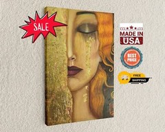 Freya’s Tears by Gustav Klimt, Golden Tears Canvas Art, Reproduction Prints