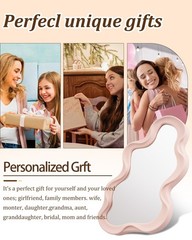 Funky Wavy Mirror 16″x10″ Pink Irregular Wall Hanging Mirror Special-Shaped V