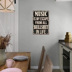 Vintage Music Metal Tin Sign: 12×8 Inch/30x20cm, Rustic Wall Art for Home, Bar,