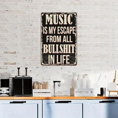 Vintage Music Metal Tin Sign: 12×8 Inch/30x20cm, Rustic Wall Art for Home, Bar,