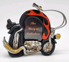 Motorcycle Picture Frame Holds 2 x 3 Photo Resin Unique Collection Harley Flames