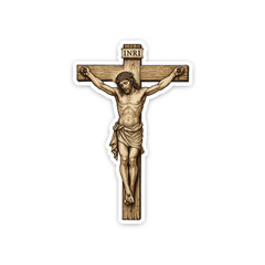 Jesus on the Cross Sticker 4 inch Vinyl Decal Religious Christianity Catholic