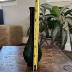 «Tsurukubi» Crane’s Neck Shaped Japanese Flower Bud Vase Green Copper 7 in
