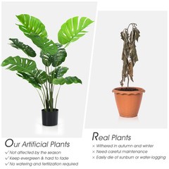 2 Pack Artificial Monstera Deliciosa Tree 4ft Faux Plant w/ Cement-Filled Pot